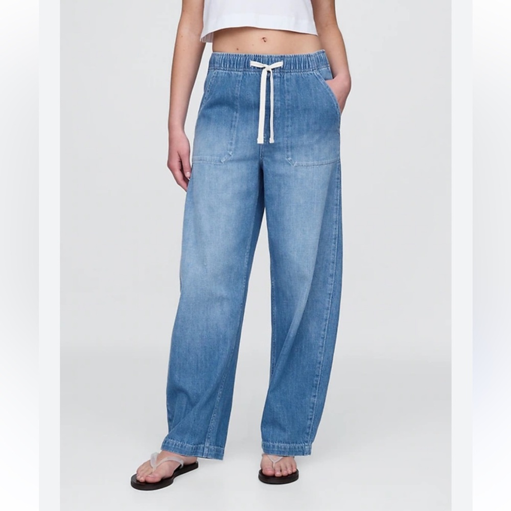 GAP Drawstring Relaxed Light Blue Jeans - Picture 1 of 5